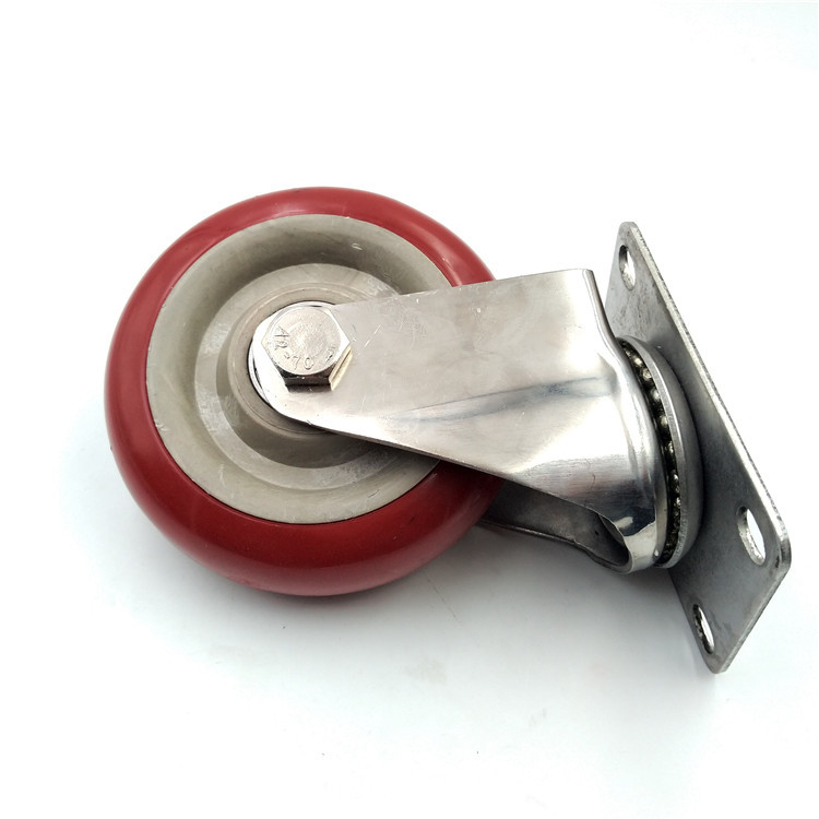 Red PU caster wheels (3)